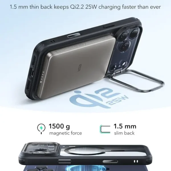 iPhone 17 Pro Max ESR Classic Hybrid With Stand Case – Clear Black